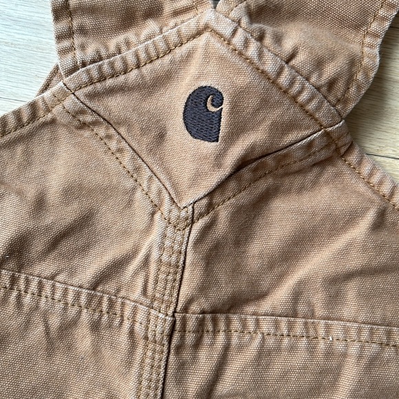 Carhartt bib overalls brown well worn size 3 months utility demin baby boy - Picture 6 of 6
